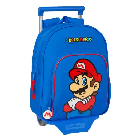 Skolas mugursoma ar riteņiem Super Mario Play Zils Sarkans 28 x 34 x 10 cm